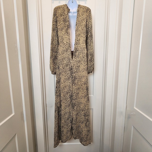 Baltic Born Cha Cha Maxi Dress M Taupe Leopard Black Lace Boho Wedding Guest - Picture 6 of 16